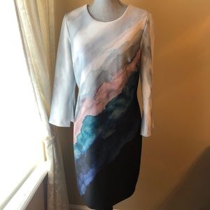 NWT Donna Karan watercolor print midi dress